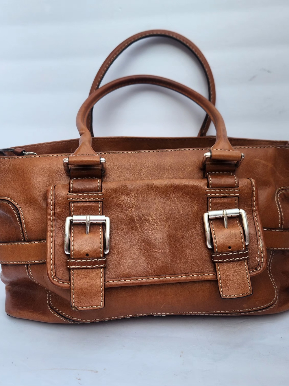 Michael Kors Vintage Cognac Brown Leather Satchel - Women Bags